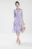 Women's Runway Dresses Turn Down Collar Half Sleeves Printed Patchwork Fashion Casual Autumn Dress