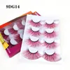 Pairs Super Long 25mm Faux Mink Colored Eyelashes Rainbow Color Red Pink Lashes For Cosplay Halloween Cosmetic Party