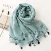 스카프 2021 부드러운 면화 손질 여름 여성 목도리 인쇄 Hight 품질 Hijab Scarf Pashmina Female Bandana