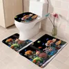 3 pièces/ensemble océan monde antidérapant salle de bain tapis de sol tapis absorbant piédestal tapis couvercle toilette couverture tapis de bain décor 210724