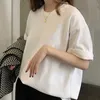 Aelegantmis Bottoming White Loose Short T Shirts Femmes Oversize Basic O Neck Tops Femme Solid Sleeve Korean Chic 210607