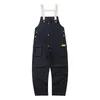 Men's Jeans Loose Pocket Cargo Bib Overalls Trendy Pure Color Jumpsuits Working Clothing Coveralls