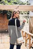 Women's sweater women's jacket cashmere cardigan mid-length knitted jacket V-neck loose striped sweater thin ladies trench coat 201127