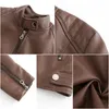 Женские куртки, женская кожаная куртка, модная осенне-зимняя куртка со стоячим воротником, мотоциклетная одежда, пальто, женские большие размеры, тонкие топы на молнии