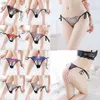 Lace Women Panties G String Sexy See Through Low Waist Crotchless Underwear Briefs Bowknot Pearl Lingerie Thong T Back Women Clothes