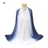 Fashion Hand-painted Hanging Fye Hijabs Long Shawl Muslim Women's Headwrap Two-color Gradient Scarves Islamic Head Wear