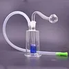 Vente en gros MINI MINI 10mm Femelle Bleu Verre Huile de plate-forme BONG MINI MINI VERRE Tuyau d'eau pour fumer avec tuyau et bol à huile de 10 mm à l'huile mâle