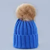 Chapeau Pom Poms en fourrure pour femmes, bonnet tricoté, épais, Skullies, à la mode, hiver