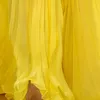 [DEAT] Women Dress Stand-up Collar High Waist Floor-length Long Sleeve Yellow Loose Fashion Spring Summer 13Q336 210527