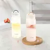 Frosted Matte Clear Glass Water Bottle 420ml Portable Cute BPA Free Waterbottle Milk Juice Cup Home Office Equipment Gifts 211122