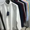 Wysokiej jakości koszule męskie Top mały haft haftowy bluzka długie rękaw stałe kolor Slim Fit Casual Business Clothing Koszula