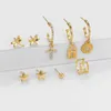 Stud Gold Kolczyki Dla Kobiet Mini Dangle Niezwykłe Zestawy Kolczyk Krzyż / Gwiazda Elegancka Boho Biżuteria Drop Ear Clip Heart Girl Prezent