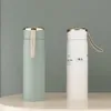 Bottiglia d'acqua portatile con boccetta per vuoto in acciaio inossidabile con tazza isolata alla moda, tazza da viaggio da 450 ml, ecologica