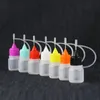 Bottiglia vuota con ago in plastica 3 ml 5 ml 10 ml 15 ml 20 ml 30 ml 50 ml Bottiglie contagocce liquide PE E cig con tappo ad ago in metallo colorato DH5464