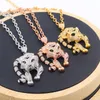 Pendentif Colliers Classique Hip Hop Mode Creeping Tiger Cubique Zircone Pierre Animal Collier Pour Hommes Ou Femmes Designer Bijoux En Cuivre