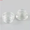 3G 3ML lege reizen mini clear glazen crème pot pot kan met zwarte zilveren kap innerlijke witte zeehond make-up cosmetische container 20pcshigh qualtity