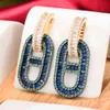 4 Colors Trendy Luxury Cute Oval Pendant Women Fine Jewelry Full CZ Bridal Wedding 2021 Earrings korean fashion