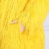 Nerazzurri Faux Fur Coat Winter Women With Hood Long Yellow Hairy Furry Fake fur Overcoat Oversized Loose Fluffy Outerwear 210816