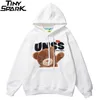 Outono Hip Hop Hoodie Streetwear Bear Hairy Homens Harajuku Hoodie Moletom Moletom Preto Loxo Pullover Pullover Algodão Velo Inverno 201113