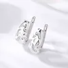 Trendy Original 925 Silver For Women Black White Enamel Pattern Classic Earrings Cubic Zirconia Elegant Female Jewelry