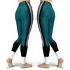 Outdoor Casual Skinny Printed Women's Sport Leggings Femme Fresh Färg Striped Skinny Elastic Workout Blue Legging 210928