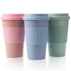 Coffee Cup Wheat Straw Fiber Mug With Lid Plastic Car Tumblers Portable Silicone Water Bottle TX0004