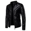 メンズS-LIMジャケットファッションソリッドカラーオートバイ冬ジャケットChaqueta Hombre WindProof Black Leather Jacket Kurtka XXL 5xl