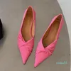 Shoes Brand INS Luxury Women Korean Designer Pointed Toe Kitten Heels Neon Pink Beige Low Pumps Office Lady Prom Shoe