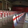 50pcs / Lot Stretch Wedding Chair Cover Атласная ткань Галстук-бабочка Лента Band Свадьба День рождения Украшения Оптовая Dropshipping Y200104