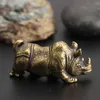 Decorative Objects & Figurines Handmade Pure Copper Cute Rhinoceros Miniatures Home Office Decor Ornament Table Decorations Craft Mini Ornam