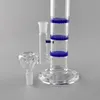 Factory direct sales! Hookah Three-layer blue comb 12 inches straight type water pipe glass tube bong