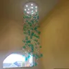 Nordic Murano Szkło Bańka Żyrandol Lampy Wisiorek LED Okrągłe Kryształowe Żyrandole Do Schody Salon Lobby Art Decoration Turkusowy Czysty Niebieski Kolor