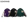 Hiphop bommenwerper jas streetwear vintage geborduurde brief harige bot patch varsity honkbaljas heren herfst groen zwart 211126