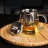350/550/750/950 ml Tetera de vidrio de borosilicato Resistente al calor Tetera de vidrio cuadrado Tetera de té Filtro de la leche Oolong Flower té té de acero
