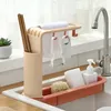 Kitchen Storage & Organization Retractable Sink Drain Rack Multifunctional Four-Hook With Rag Holder Chopstick Cage Accessories