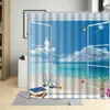 Shower Curtains Waterproof Polyester Fabric Bathroom Curtain Seagull Beach Scenery Window View Bathtub For Living Room Decor