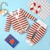 2 pcs Bebé Casual Stripes Sets de manga comprida Romper Infantil roupas para 210528