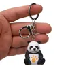 Cute panda keychain pendant three-dimensional panda doll fashion bag ornaments travel small gifts jewelry pendants G1019