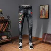 Pantaloni jeans da uomo Beautiful Girl Slim Fit ricamo disegno pantaloni elasticizzati dipinti High Street Luxury Men