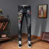 Мужские джинсы Джинсы Брюки Красивая девушка Slim Fit Вышивка Рисование окрашенные растягивающие штаны Высокая улица Роскошные люди