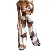 Leggings pour femmes Top Set Mode Femmes Casual Papillon Imprimé Sans Manches Camisoles Tops + pantalons longs 2 Pièce Costume Dames Vêtements D'été # G30