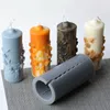 15x5.5cm 큰 실리콘 조각 기둥 기둥 촛불 캔들 원통형 금형 빈티지 꽃 DIY 향기로운 촛불 만들기 금형