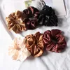 6pcs/مجموعة من الحرير الساتان الحرير الصلب scrunchies مرنة الشعر عصابات النساء نساء نساء الشعر ملحقات الشعر الحصان روابط R كبيرة الحجم الجودة