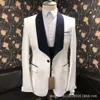 Groomsmen Pattern Ivory و Burgundy Groom Suits Tuxedos Shawl Lapel Men 4pieces Wedding Bridegroom Stack