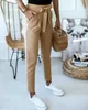 イングランドスタイルの女性の夏ソリッドカラーペンシルパンツ包帯デザインポケット装飾ハイウエストスリムヒップズボンストリート X0629
