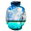 Fashion Men /Women Brand clothing Starry sky Funny 3d print hooded sweatshirt Purple starry sky romantic hoodies thin coat 201126