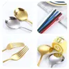 Set di stoviglie 16 pezzi Set oro Posate in acciaio inossidabile Coltello forchetta Cucchiaio Kit posate da cucina Fornitura di stoviglie