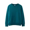 Herbst Langarm Frauen Hoodies Reine Farbe Casual Tops Paar Oansatz Baumwolle Sweatshirt 210803