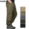 Lastbyxor Män Outwear Multi Pocket Tactical Military Army Straight Slacks Byxor Overaller Zipper 211119