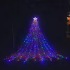 Strings LED Five-Punse Star Waterfall Light Christmas Hanging Tree Water Garden Afstandsbediening Solar